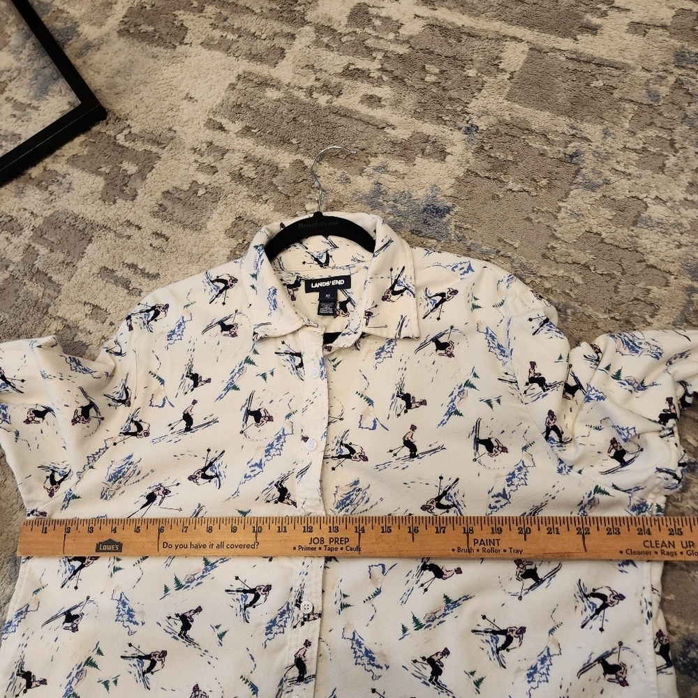 Lands' End Ski Girl Flannel Long sleeve button down shirt. Women's size XL - Picture 14 of 15